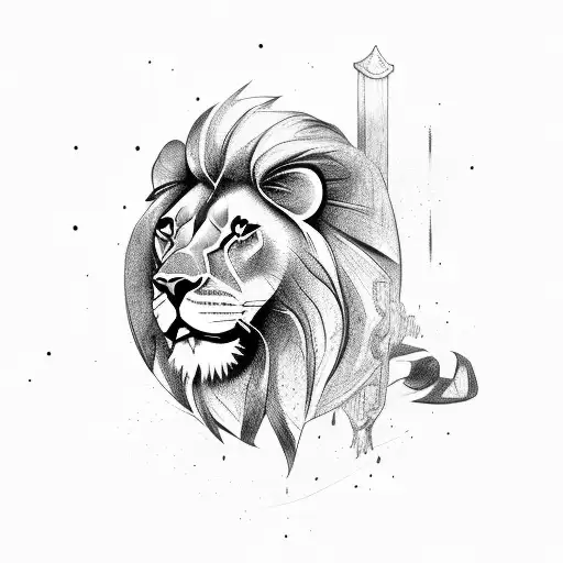 Lion with Spartan Warrior  tattoo design idea
