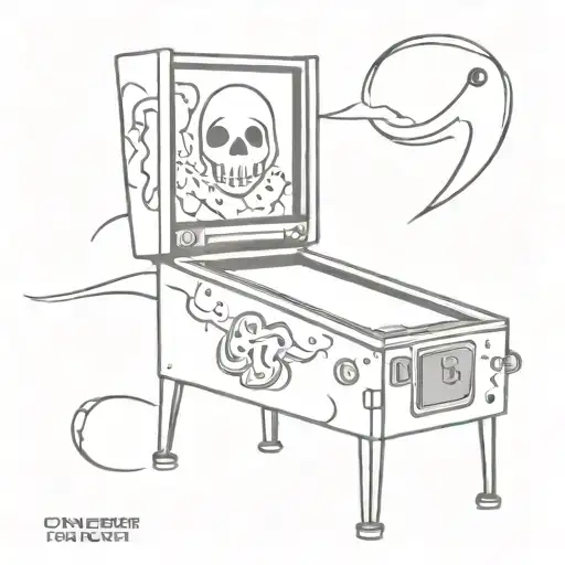 ghost playing pinball machine tattoo design idea