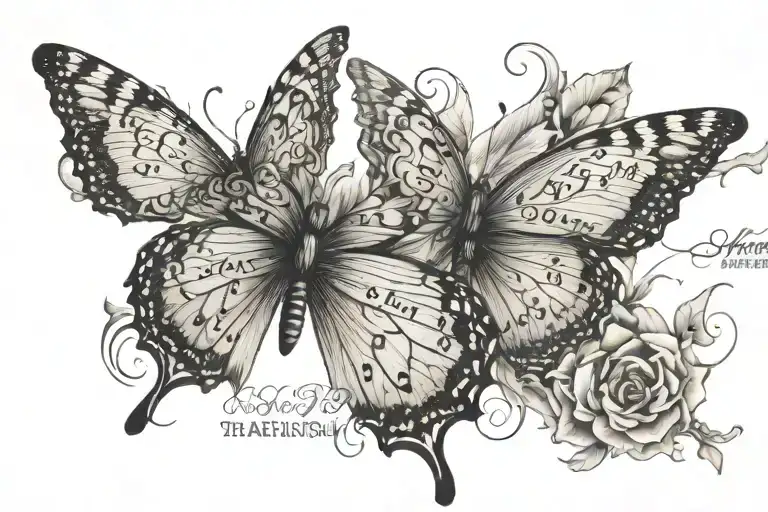 butterfly and writing with pain comes strength tattoo design idea