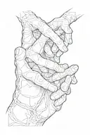 "the creation of adam" hands with a double helix connecting them tattoo design idea