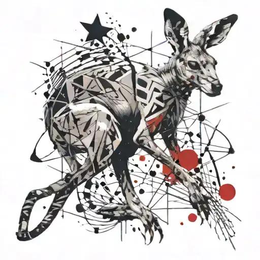 mutant kangaroo in the star tattoo design idea