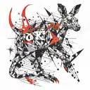 mutant kangaroo in the star tattoo design idea