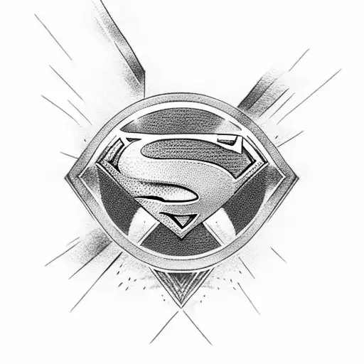 A dotwork design of the Superman symbol combined with a rose, symbolizing strength and beauty tattoo design idea