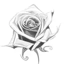 A black and grey rose intertwined with the Superman symbol tattoo design idea