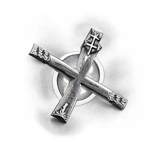 3 crosses that say fear god tattoo design idea