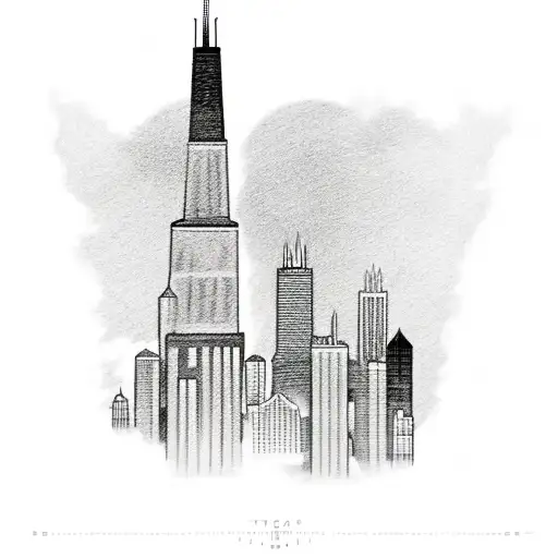 Incorporate the iconic Chicago skyline into a video game-themed tattoo tattoo design idea