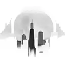 Incorporate the iconic Chicago skyline into a video game-themed tattoo tattoo design idea