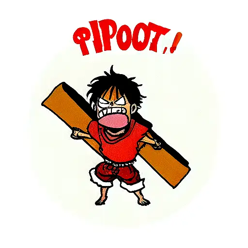 luffy from one piece holding a very big pie tattoo design idea