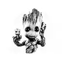 baby groot tattoo design idea