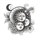 crying sun and crying moon tattoo design idea
