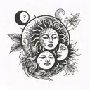 crying sun and crying moon tattoo design idea