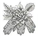 A floral pattern incorporating welding masks and gloves tattoo design idea