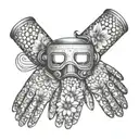 A floral pattern incorporating welding masks and gloves tattoo design idea