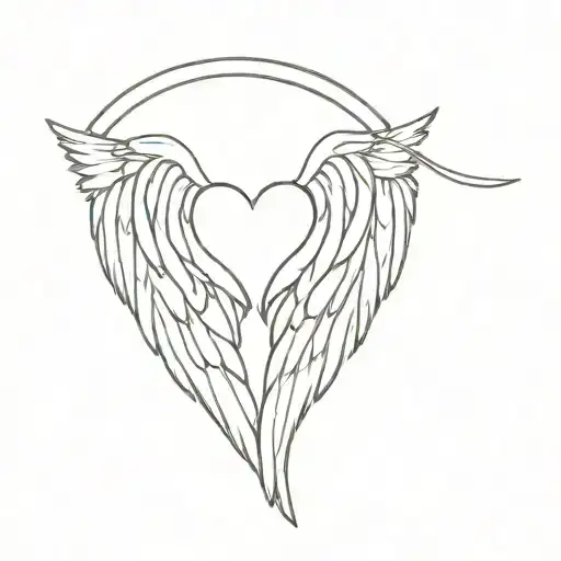 angel wings with halo symbolizing lost loved one  tattoo design idea