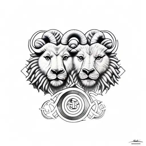 Leo and Aries connected tattoo design idea