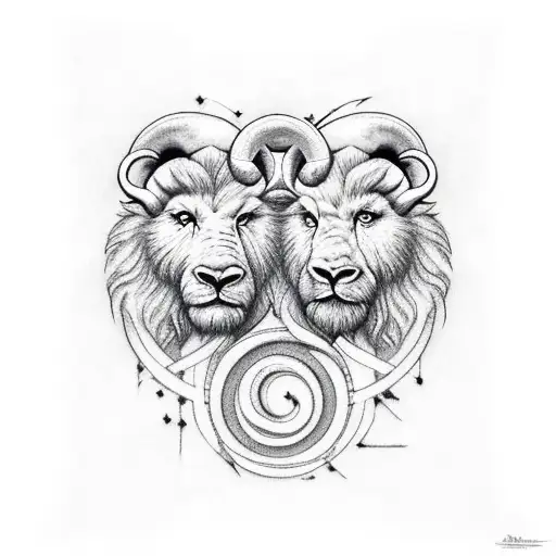 Leo and Aries connected tattoo design idea
