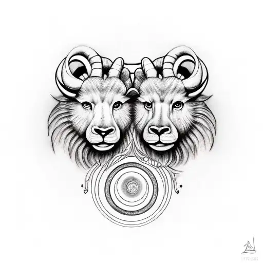 Leo and Aries connected tattoo design idea