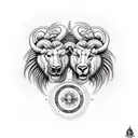 Leo and Aries connected tattoo design idea