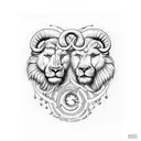 Leo and Aries connected tattoo design idea