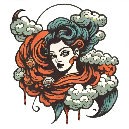 kind cloud blowing wind tattoo design idea