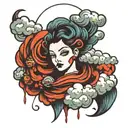 kind cloud blowing wind tattoo design idea