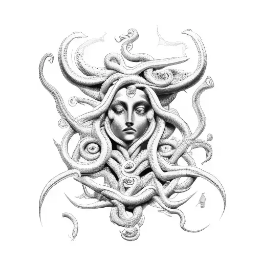 medusa with libra zodiac sign  tattoo design idea