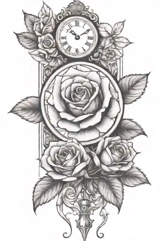 rose and date tattoo design idea