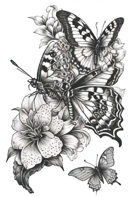 may, October birth flower with moth emerging tattoo design idea