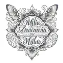 Mila Armani in cursive writing tattoo design idea
