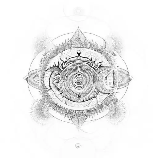 Abstract representation of Shiva's dance of creation and destruction tattoo design idea