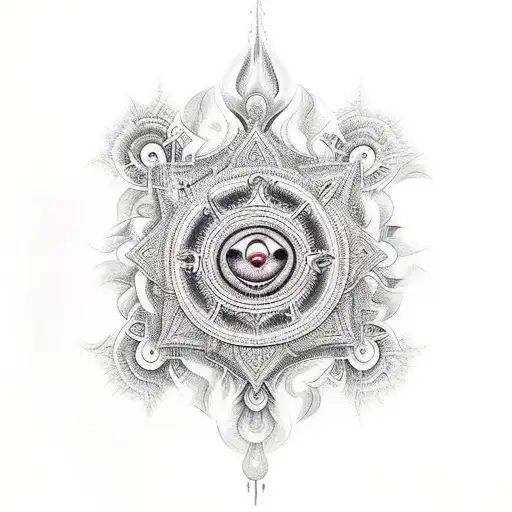 Abstract representation of Shiva's dance of creation and destruction tattoo design idea