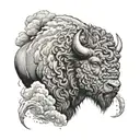 buffalo head storm clouds tornado forming tattoo design idea