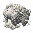 buffalo head storm clouds tornado forming tattoo design idea
