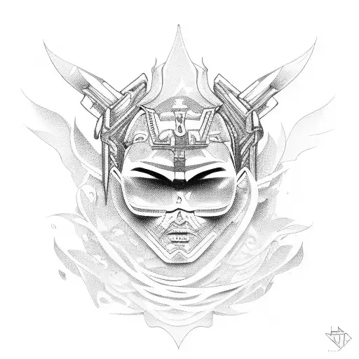 An angelic rapper surrounded by demons tattoo design idea