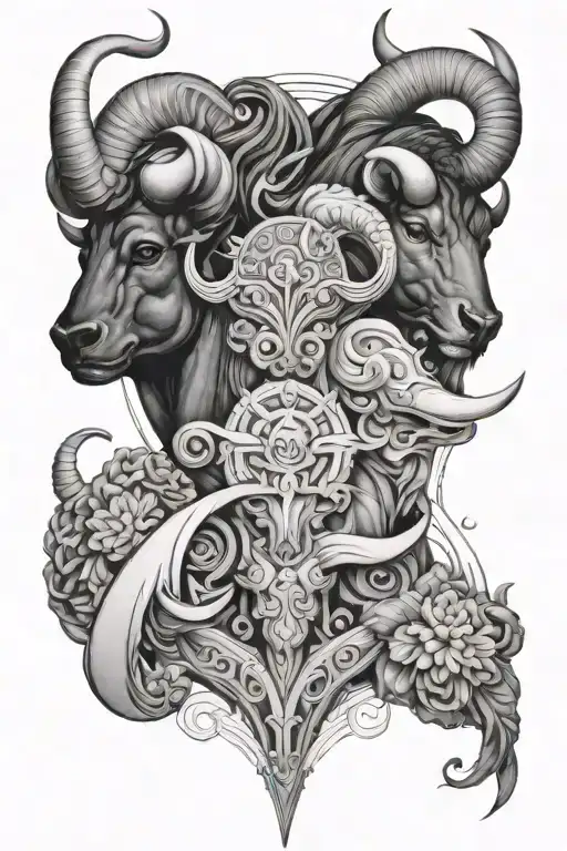 taurus, aquarius and gemini zodiac sign tattoo design idea