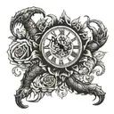 scorpion clock rose font tattoo design idea