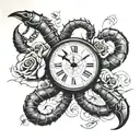 scorpion clock rose font tattoo design idea