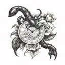 scorpion watch with roses tattoo design idea