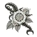 scorpion watch with roses tattoo design idea