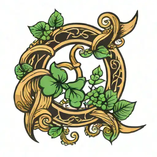 horse shoes with clover leaf tattoo design idea