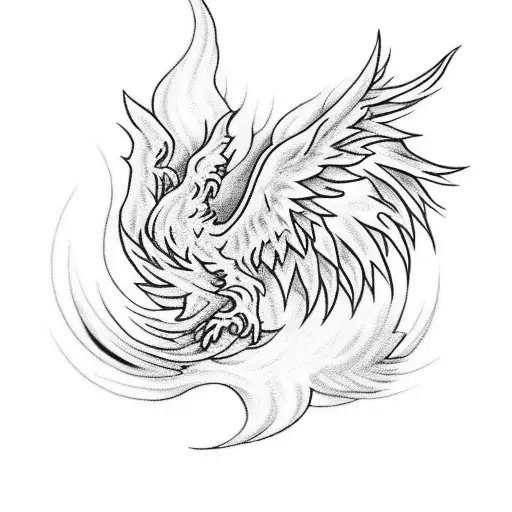 A phoenix rising from flames symbolizing passion and sacrifice tattoo design idea