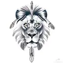lion and dream catcher tattoo design idea