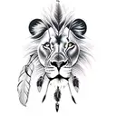 lion and dream catcher tattoo design idea