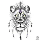 lion and dream catcher tattoo design idea