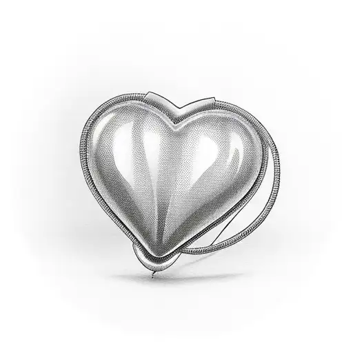 chrome heart shaped ballon tattoo design idea