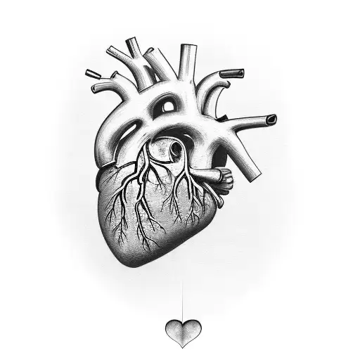 four holding hands forming an anatomical heart tattoo design idea