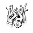 three holding hands forming an anatomical heart tattoo design idea