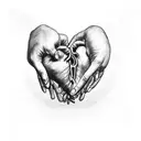 three holding hands forming an anatomical heart tattoo design idea