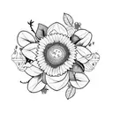 passion fruit and vine with the flowers in color for arm tattoo design idea
