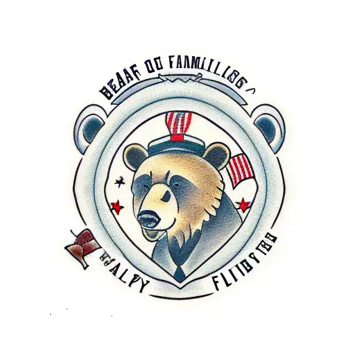 bear dad and family tattoo design idea